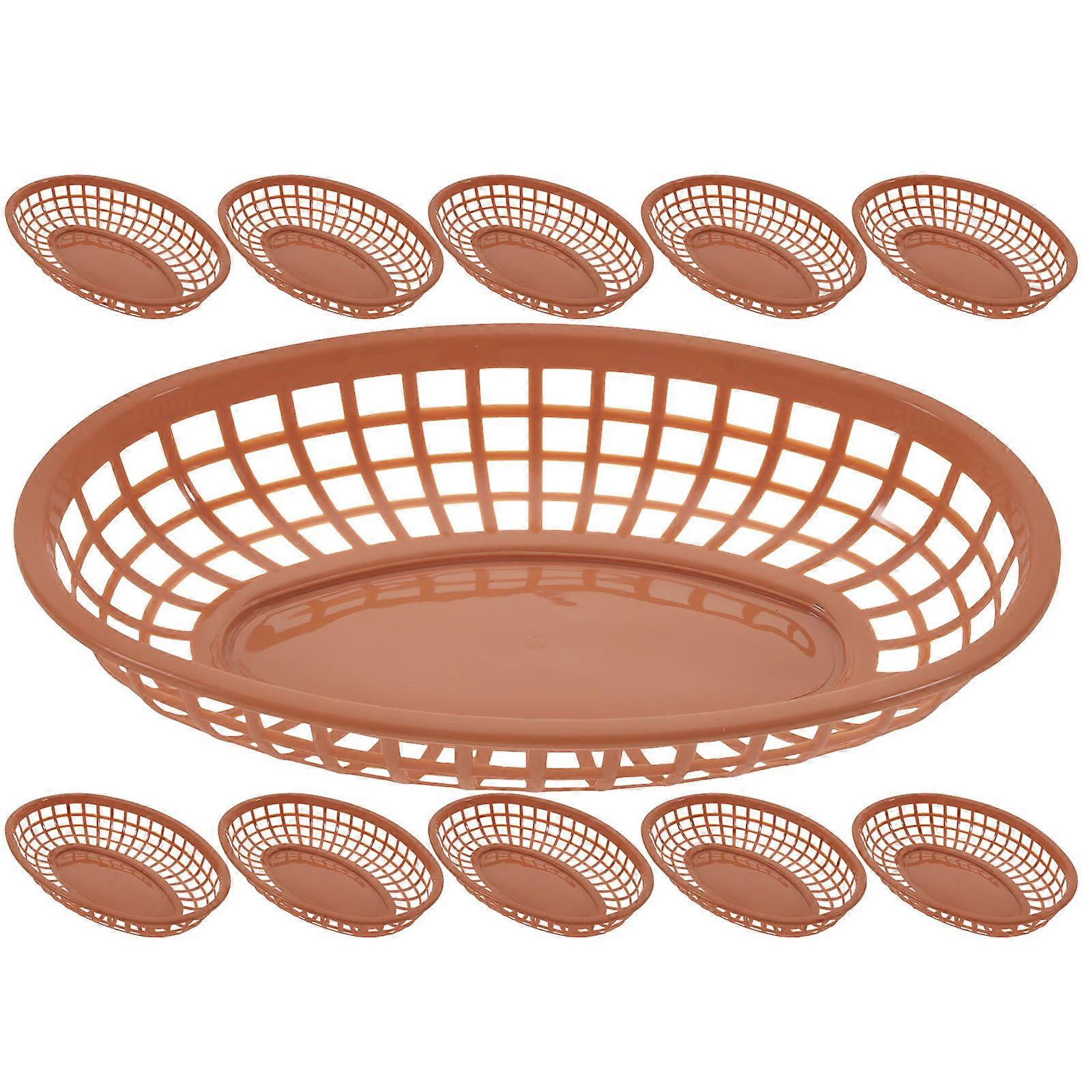 Plastic Food Basket Serving Basket for Storage Use 12Pcs Coffee