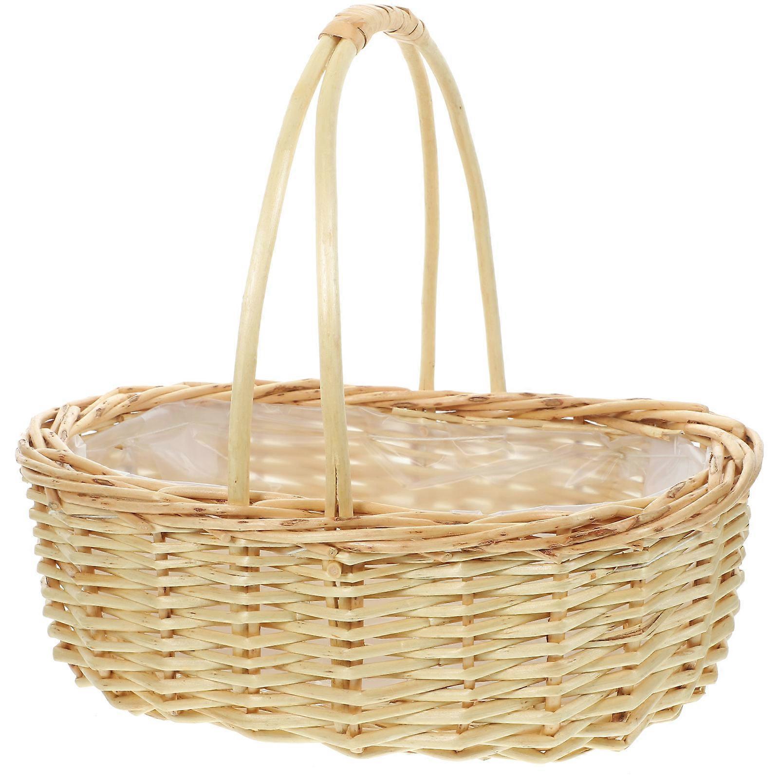 Beige Wicker Woven Storage Basket for Storage Handmade Multipurpose 1 Piece