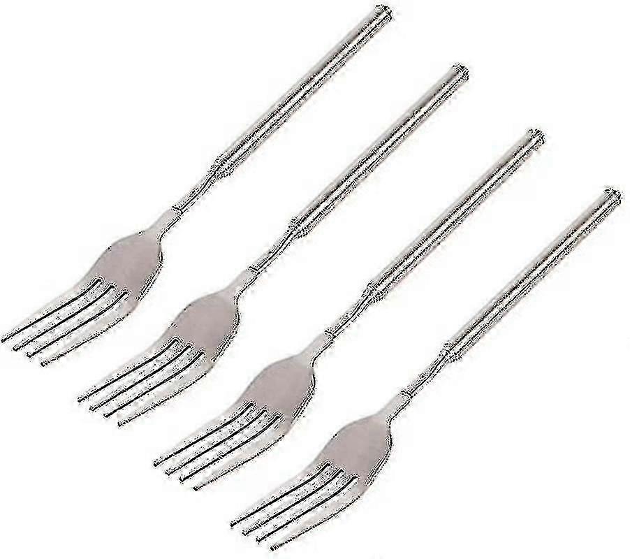 2025 4 Pcs Telescopic Fork Extendable Long Handle Fork Barbecue Toasting Dinner