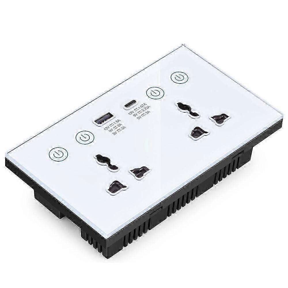 Graffiti Smart Socket With Switch USB+Type-C Dual Port Remote Control Socket, UK Plug 25-26