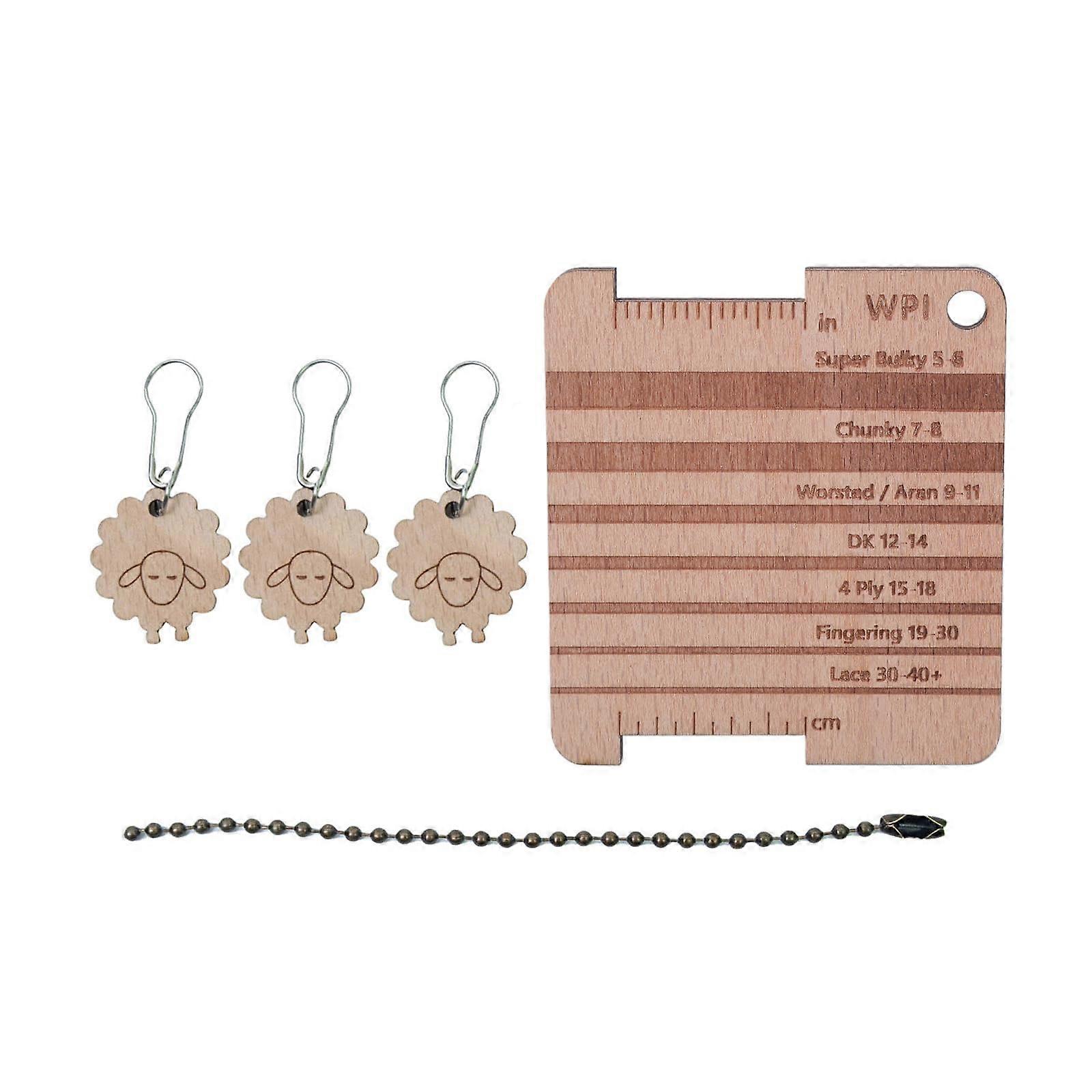 Wood Knitting Needle Gauge Ruler Set for Precise Yarn Measurement and MultiProject Knitting