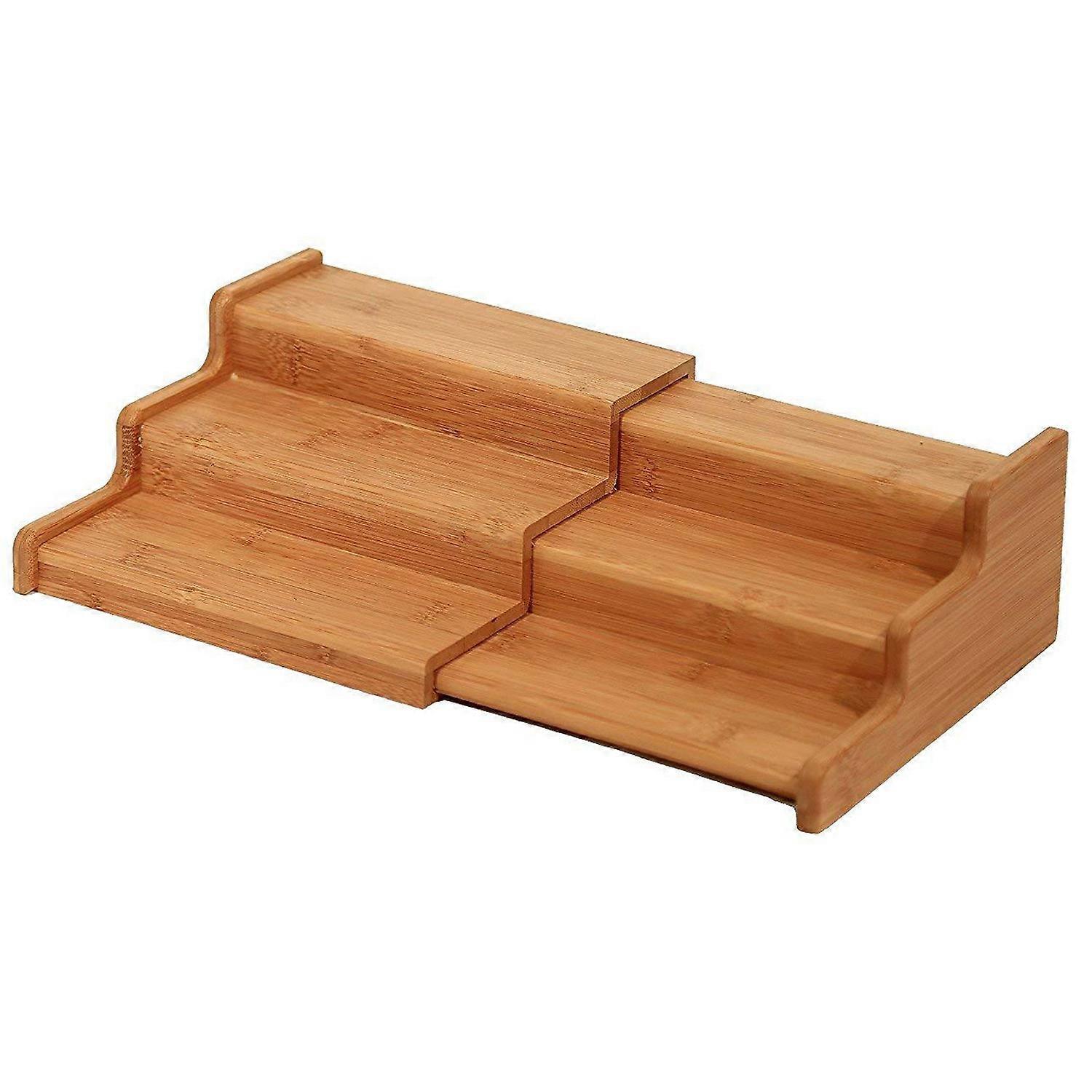 Kitchen Cabinet Organizer- Bamboo 3-Layer Adjustable Spice Rack