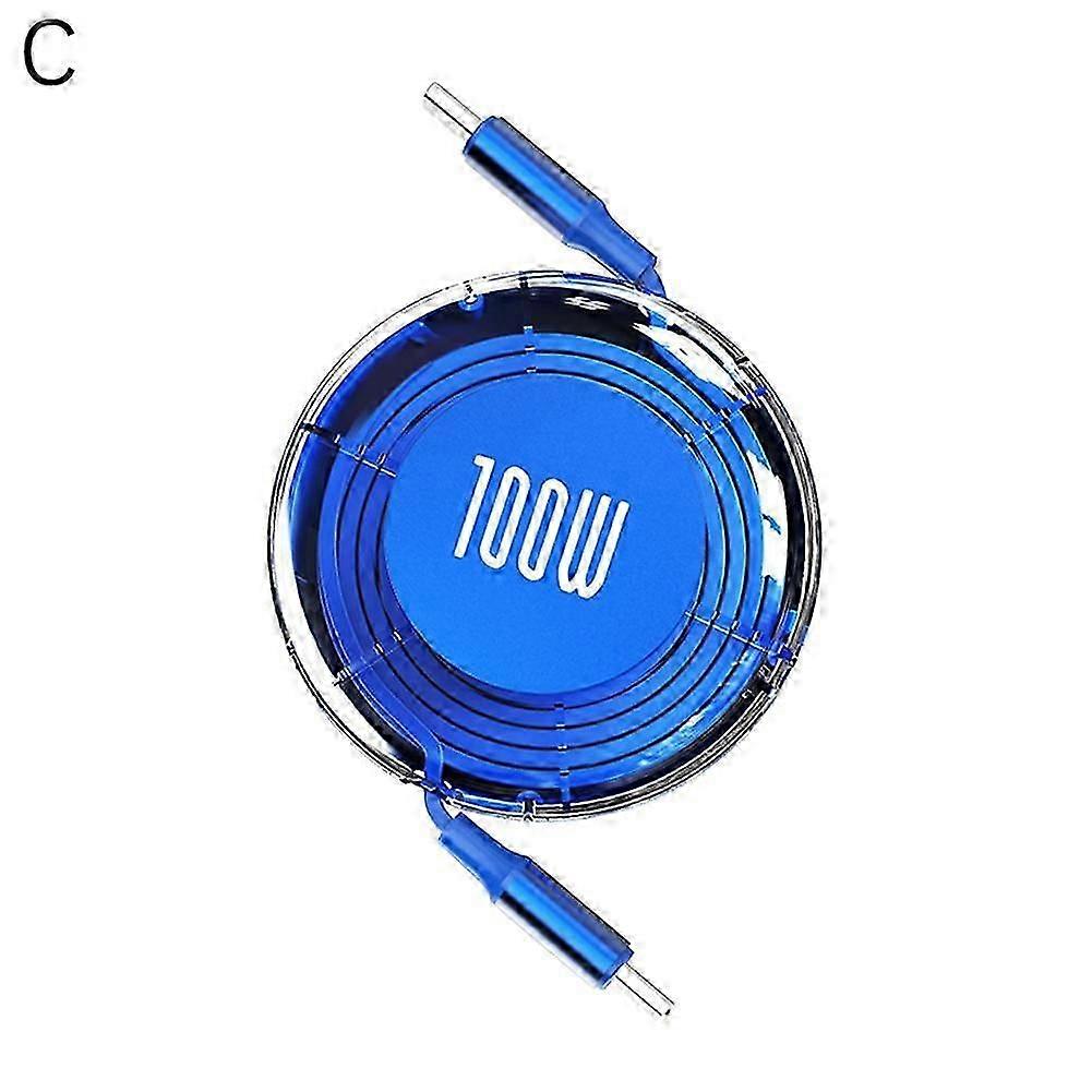 100W Type C to Type C Charging Cable Retractable USB Cable Data Cable