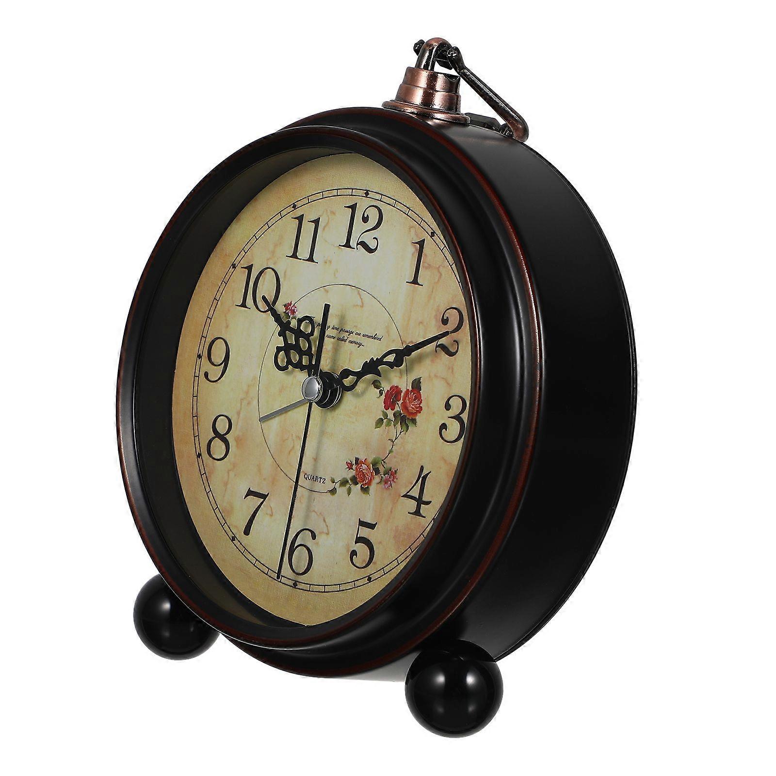 Alarm Clock Vintage Style Desk Clock Table Clock Decorative Quiet Non-Ticking Clock