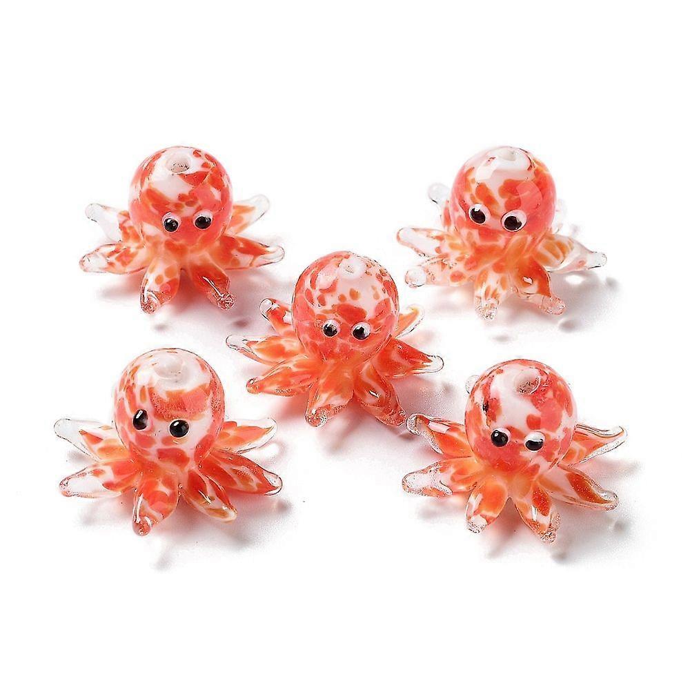 Handmade Bumpy Lampwork Beads Strands Octopus Red 15x25x13~14mm Hole: 1.4mm