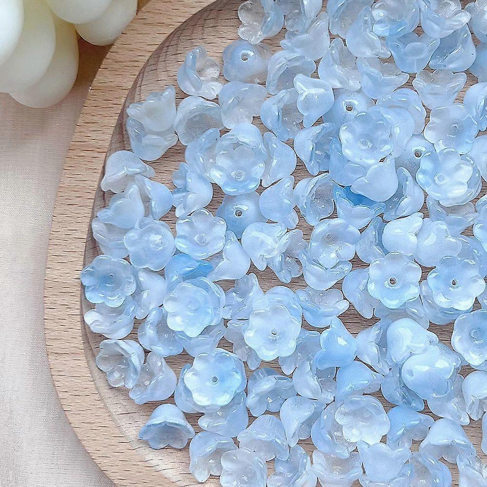 Lampwork Beads Flower Cornflower Blue 12x8mm 30pcs/set