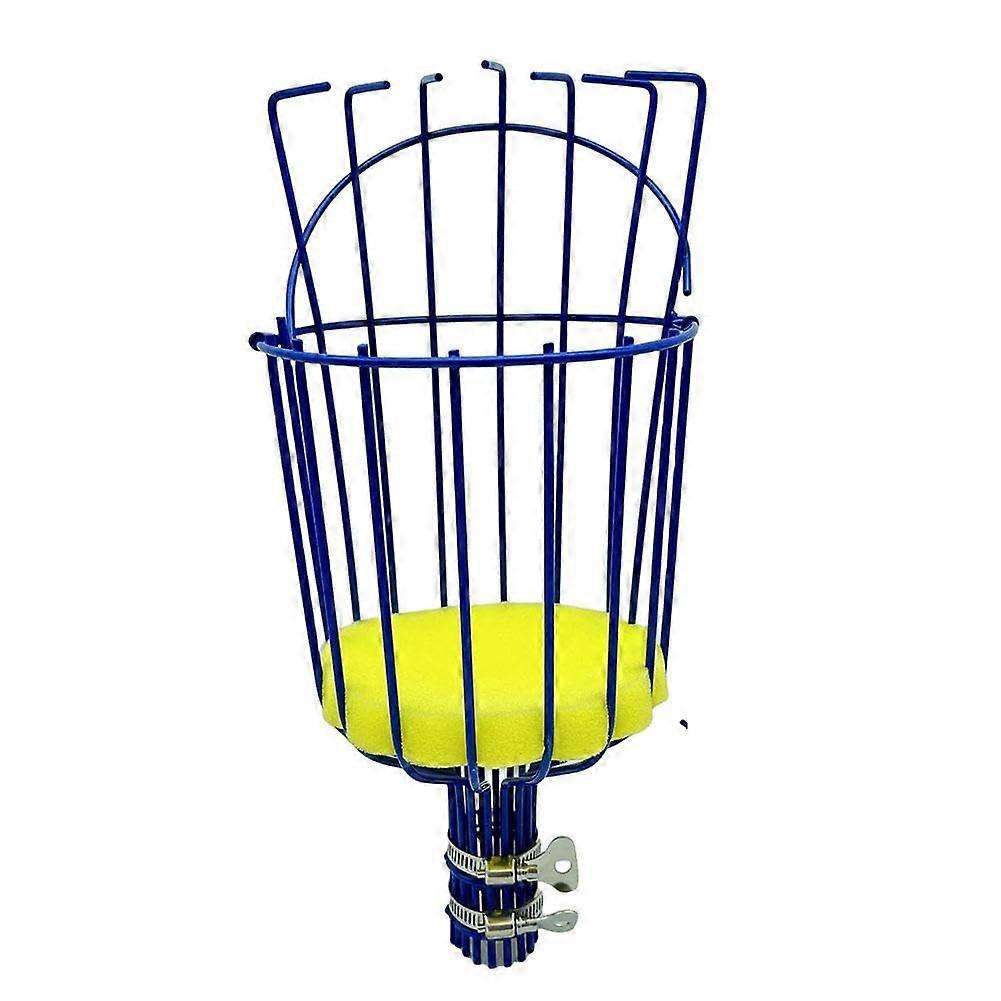 Adjustable Long Handle Fruit Picker Tool with Durable Metal Basket for Apple Mango Orchard Blue