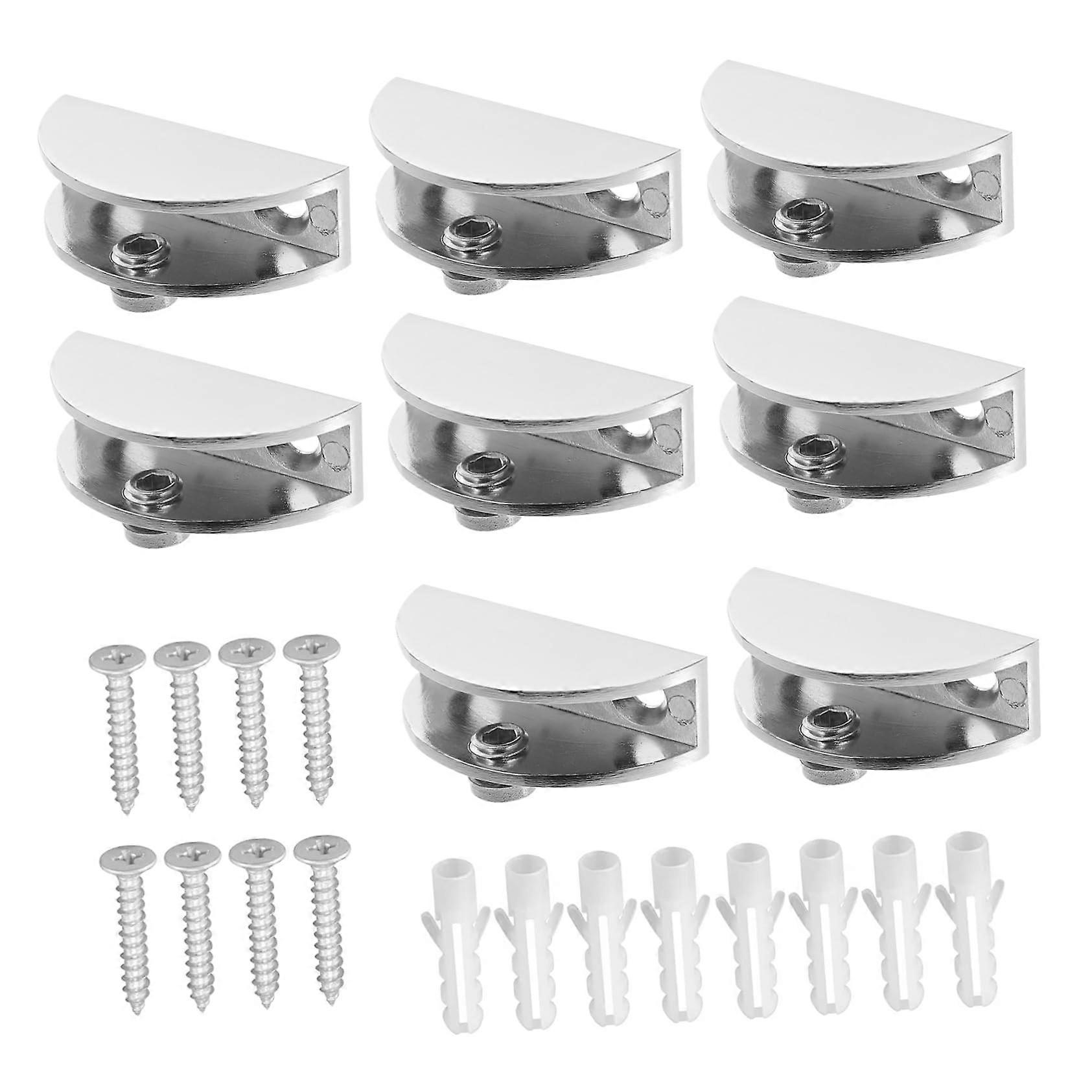 8pcs Glass Shelf Brackets Adjustable RustResistant Clips for Frameless Mirror Bathroom Wall Mount