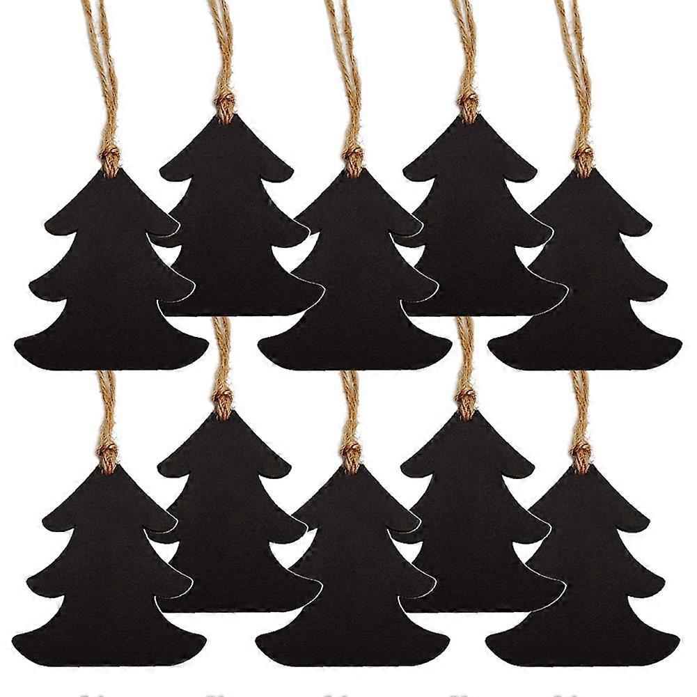 20pcs Christmas Tree Chalkboard Tags Wooden Hanging Labels with String Reusable for Party Decor