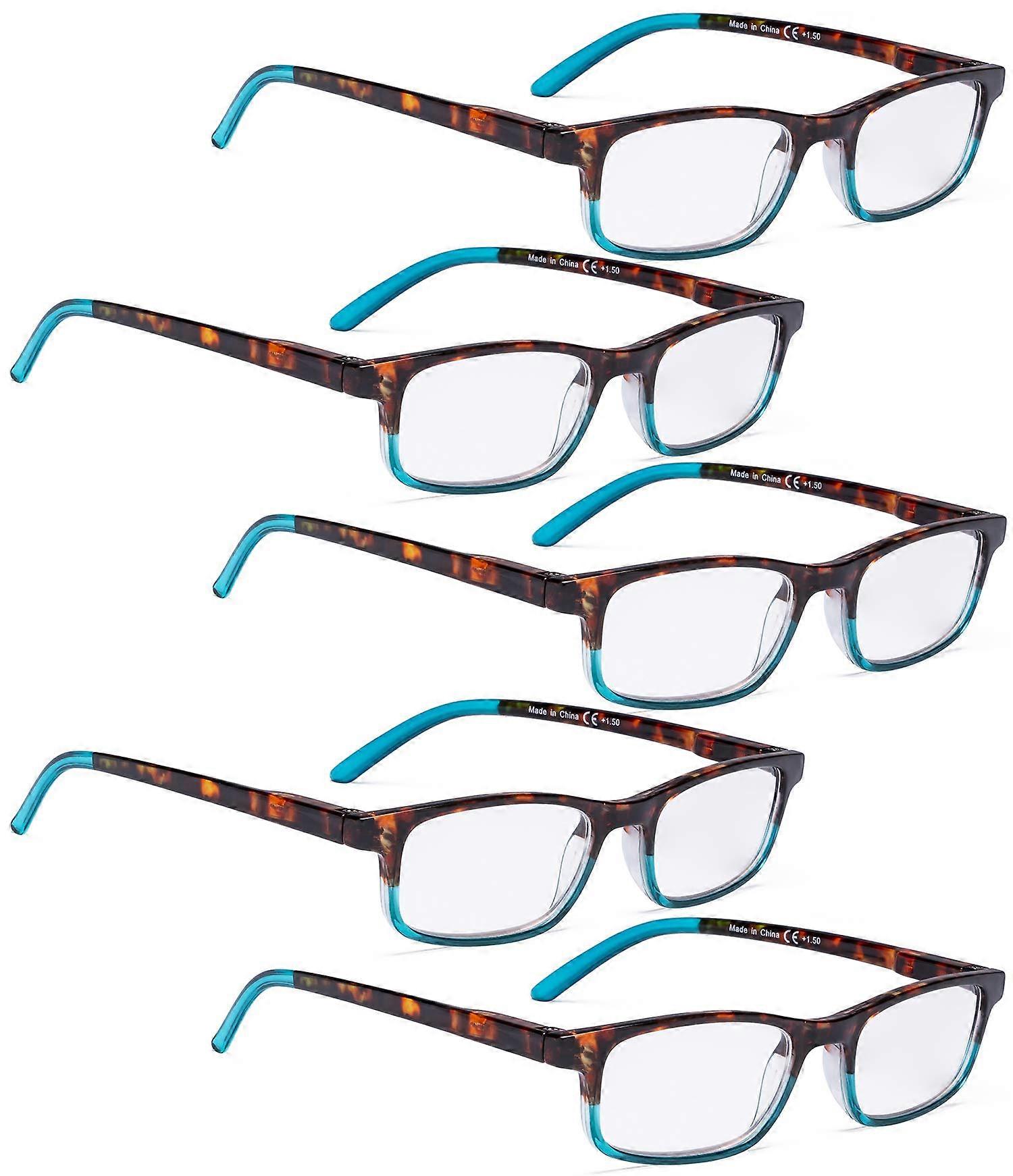 Women's Reading Glasses 5 Pack Small Lens Stylish Multicolor Frames 2.50 Magnification