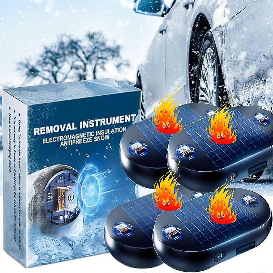 4Pcs Electromagnetic Car Snow Removal Device with Quick Windshield Defrost and AntiFreezing Kit