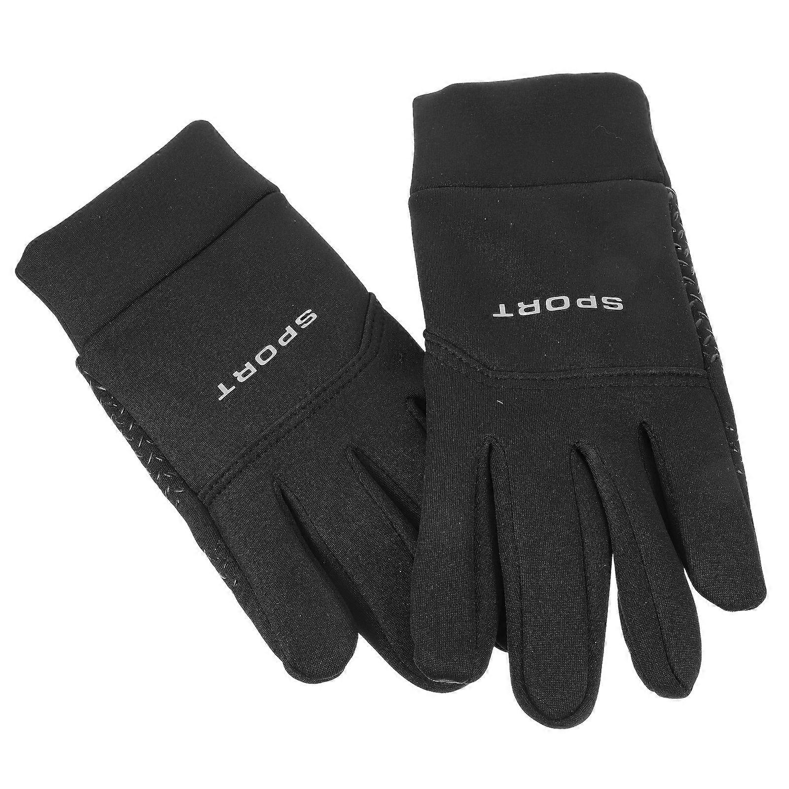 Windproof Waterproof Riding Gloves for Cycling Use 1Pair Black Polyester