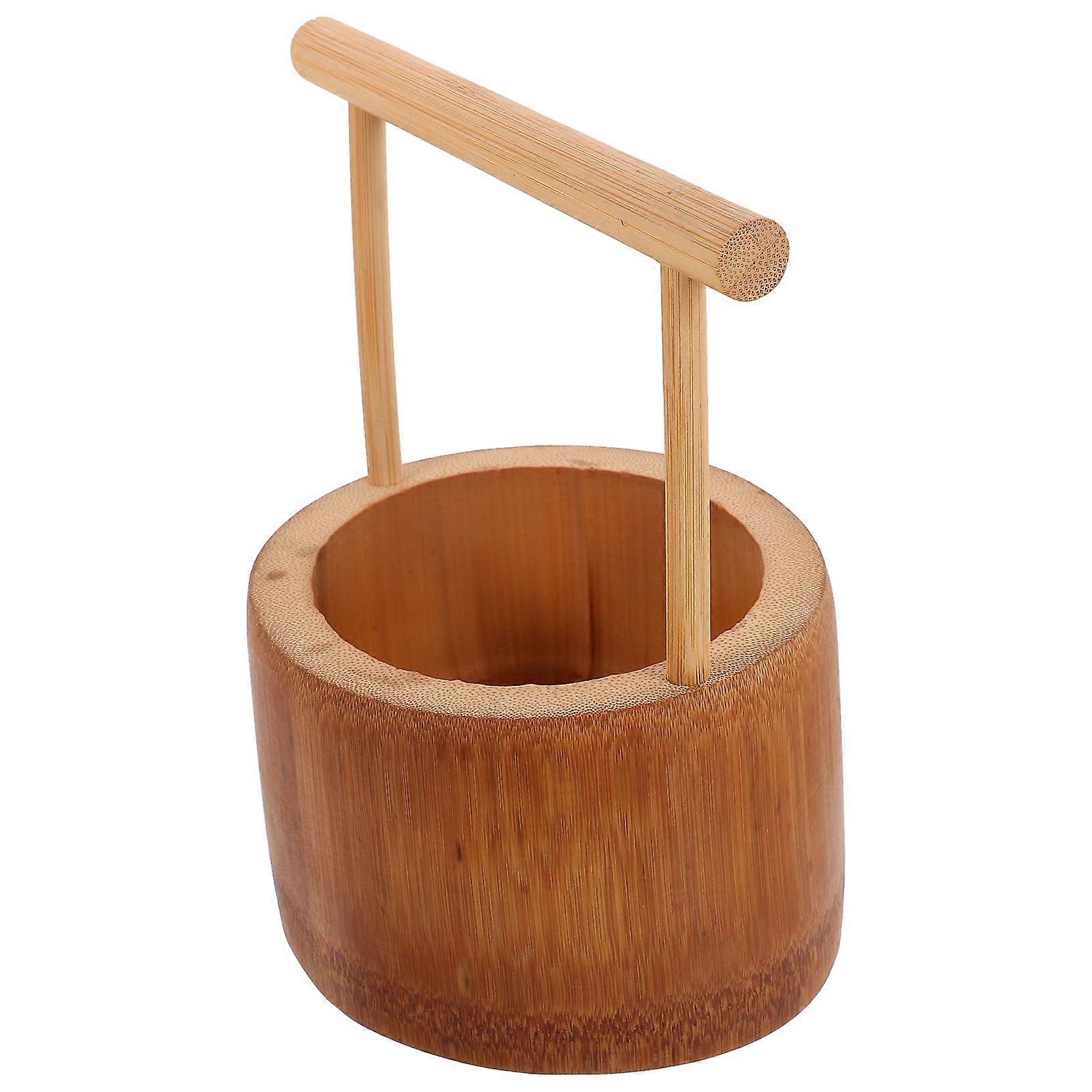 Bamboo Bucket with Handle for Multi-Functional Candy Storage