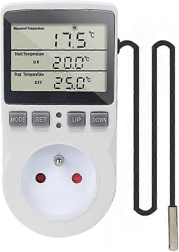 220v Digital Temperature Controller Thermostat Socket Heating Cooling With Probe, Lcd Temperature Controller Socket For Fridge Incubator Greenhouse Fa