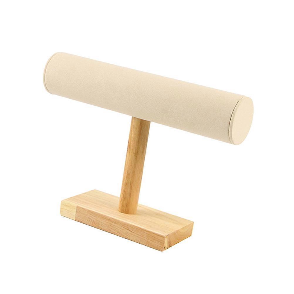 Solid Wood Bracelets Display Rack for Jewelry Storage Beige Bangle Holder