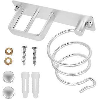 Halter für Haarglätter. Haartrocknerhalterung mit Kabelmanagement. Metall Wandhalterung Haarbürste Halter Organizer (Silber)