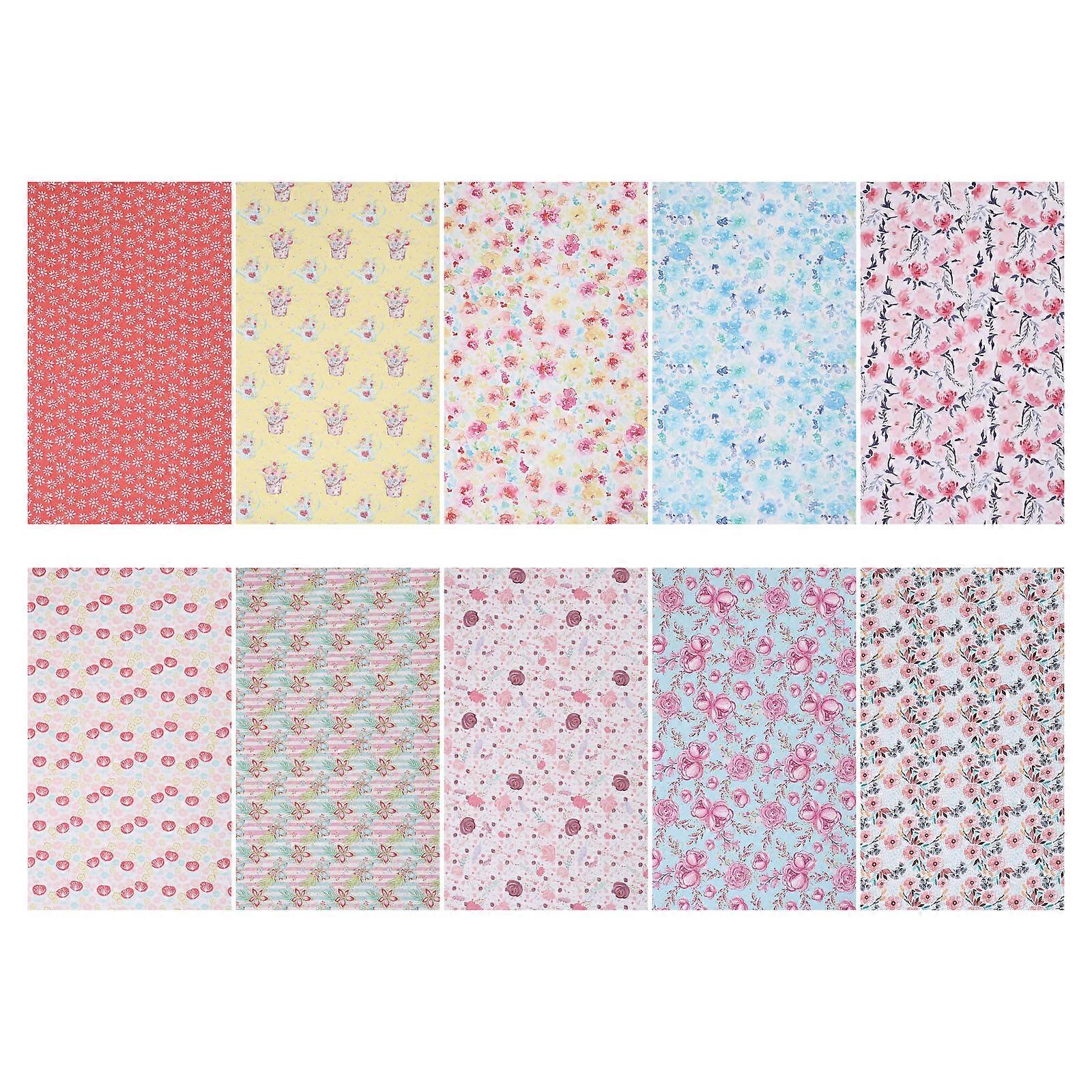 Assorted Color PU Sheets for Decoration 10Pcs Flower Pattern Set