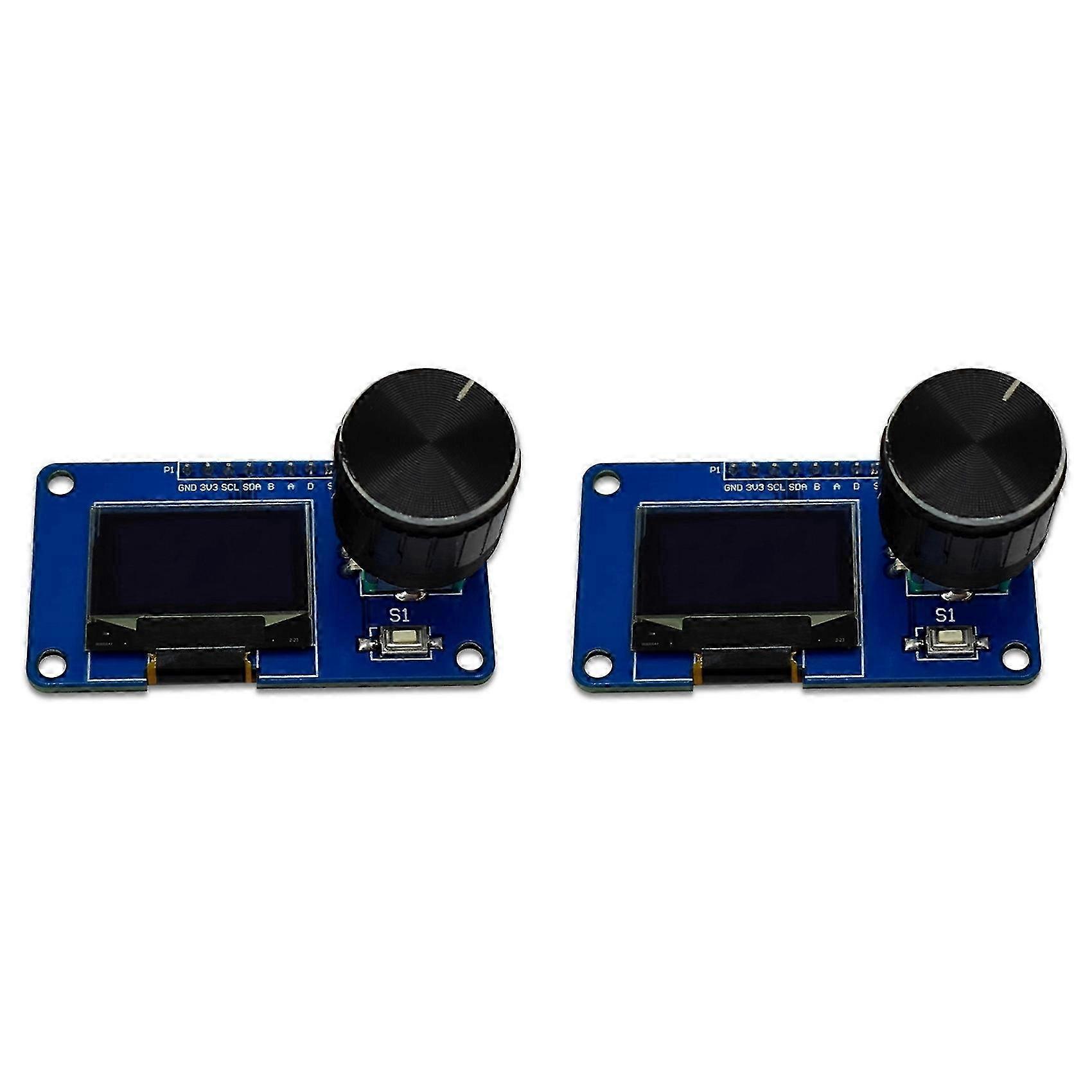 2pcs 0.96 Inch OLED Display Module with Buttons EC11 Rotary Encoder IIC Interface LCD Screen