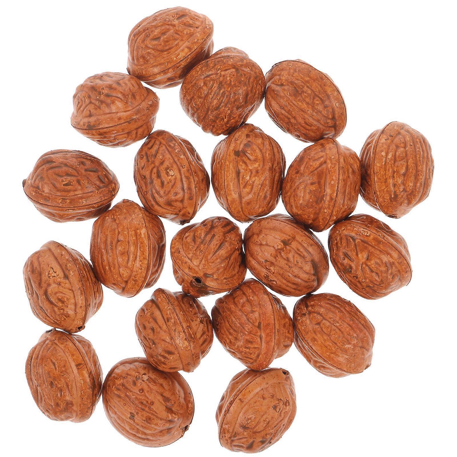Walnut Props Simulation Walnuts Models for Decoration 20Pcs Light Brown
