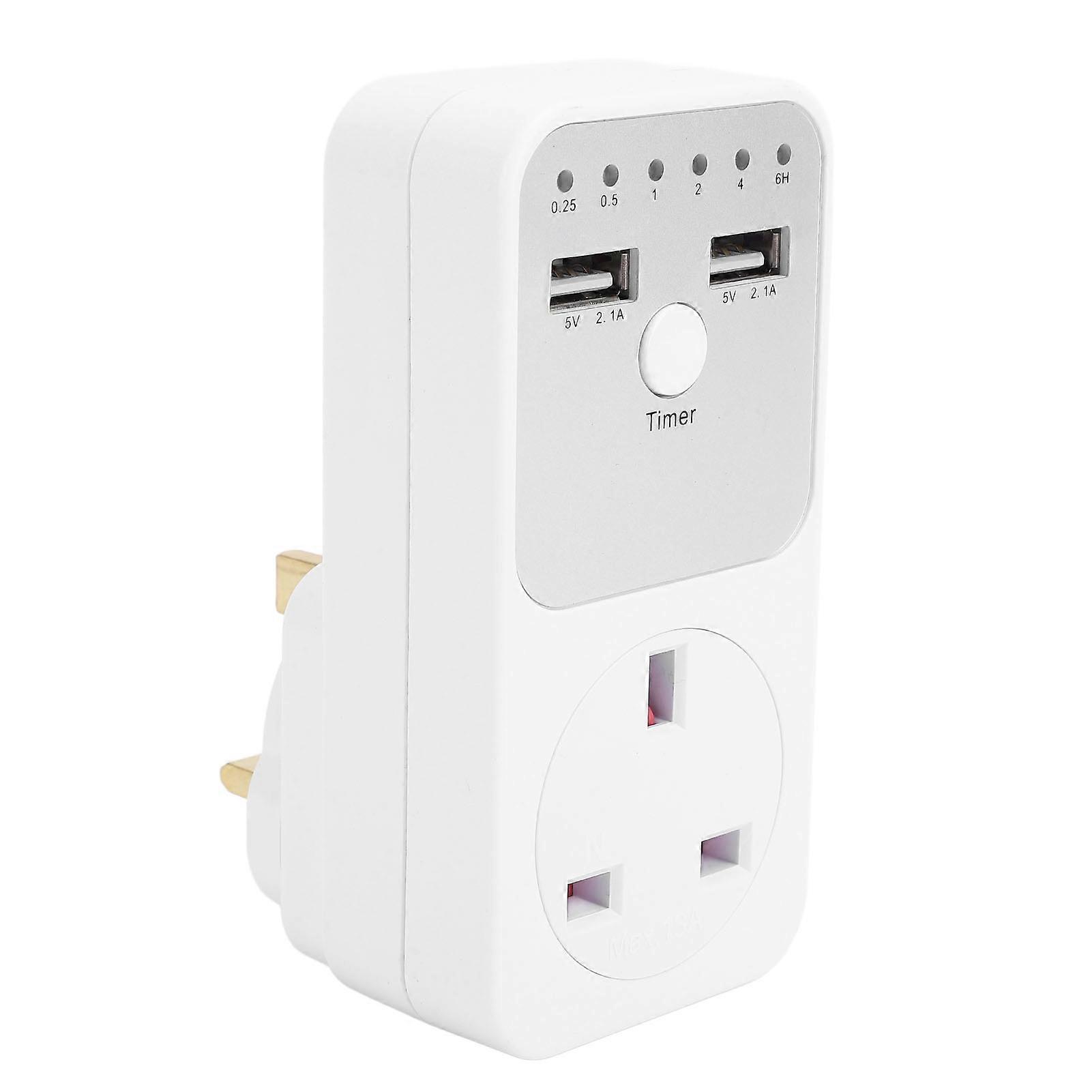 Timer Socket Double Control 2USB Ports Multifunctional Outdoor Timer Outlet for Refrigerator UK Plug