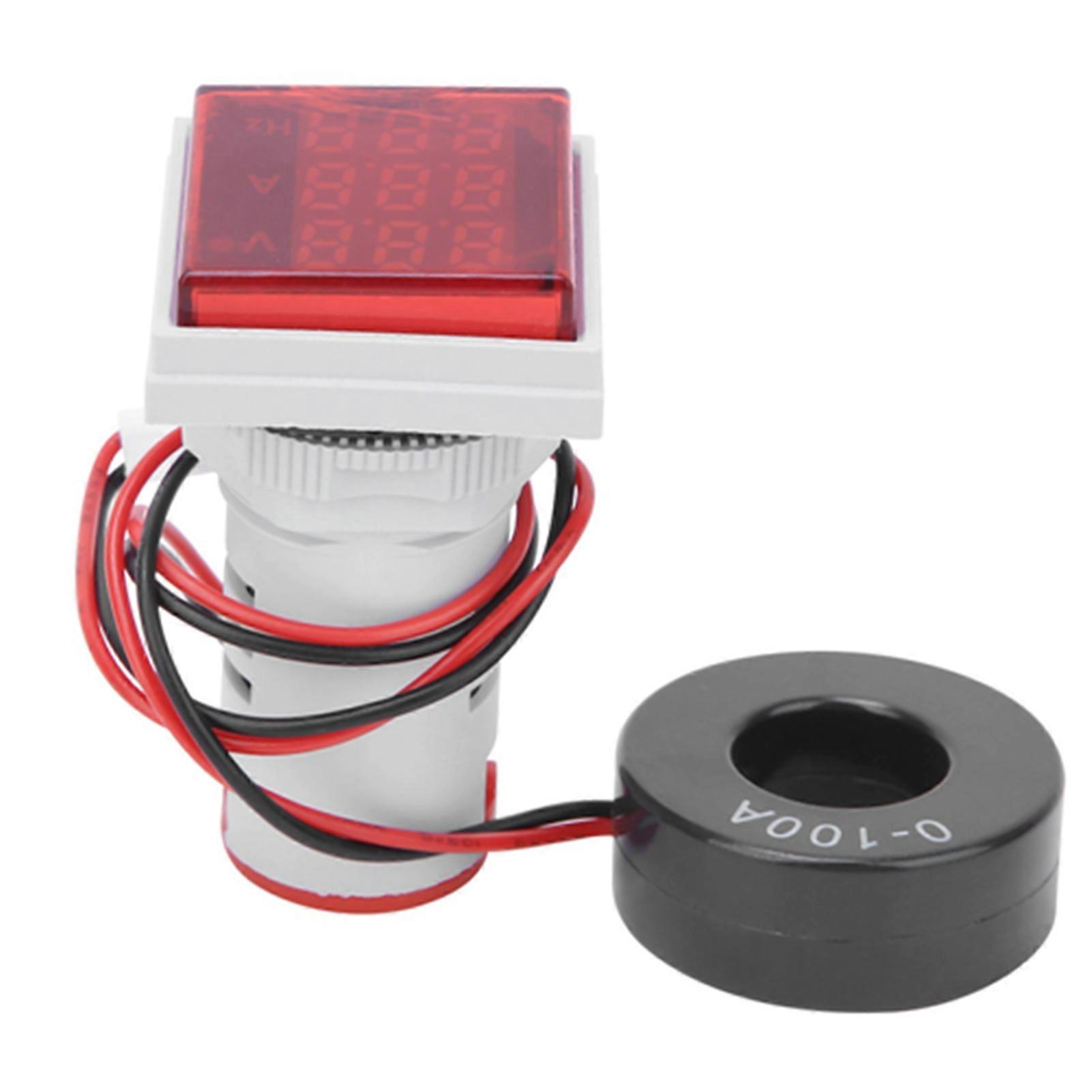 Multifunction Digital Meter Square 3-Digit Display AC Voltage Current Hertz TesterRed