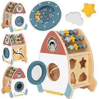 Tooky Toy Rymdraket Aktivitetsbord med Sorteringslåda och Labyrint