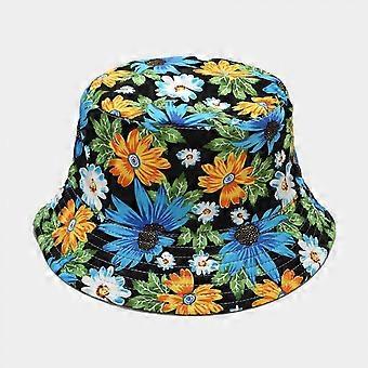 Cute Bucket Hat Beach Fisherman Hats for Women, Reversible Double-Side-Wear, Blue