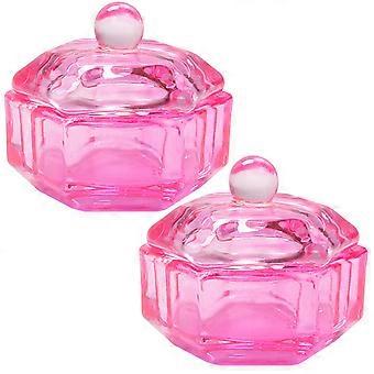 2pcs Glass Liquid Monomer Dish Glass Cups Acrylic Powder Storage Manicure Tools