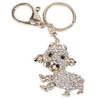 Metal Rhinestone Cow Shape Key Chain Pendant for Hanging Keys