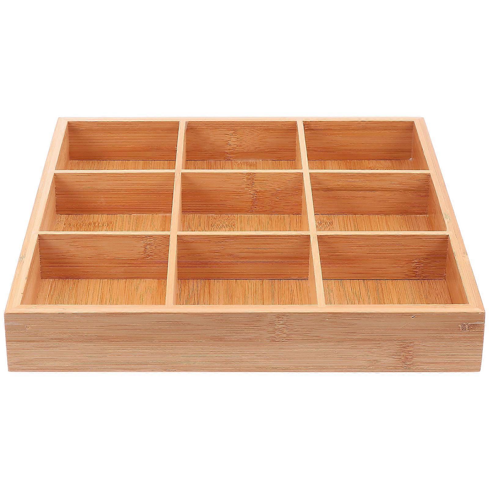 1PC Bamboo Serving Tray Practical Divided Platter Chic Nine-grid Vegetable Tray