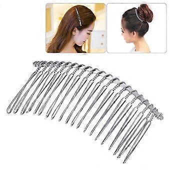 5pcs Metal Hair Clip Combs Iron Wire Hair Clasp Veil Combs Inserted Combs for Women Girls (20K White)