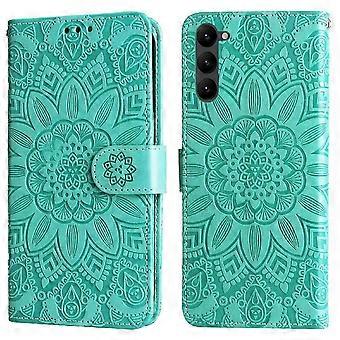 Samsung Galaxy S23 Plus Brieftaschenhülle – Geprägte Sonnenblumen-Mandala-Klapphülle mit Kartenfächern und Magnetverschluss