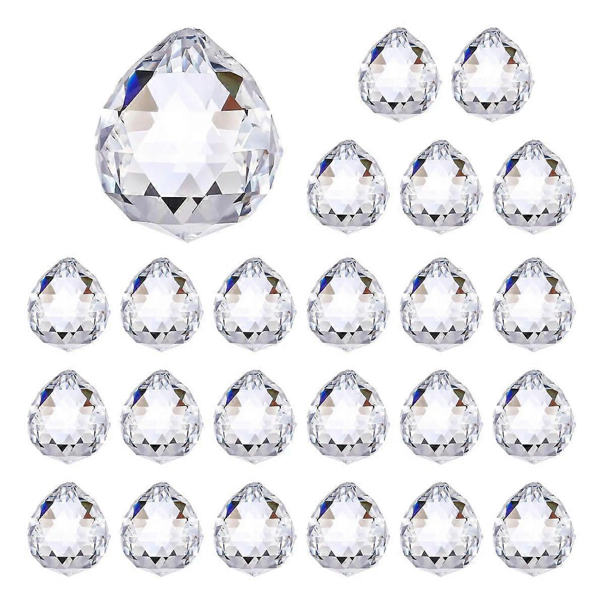 24pcs Hanging Transparent Glass Ball Decor Set