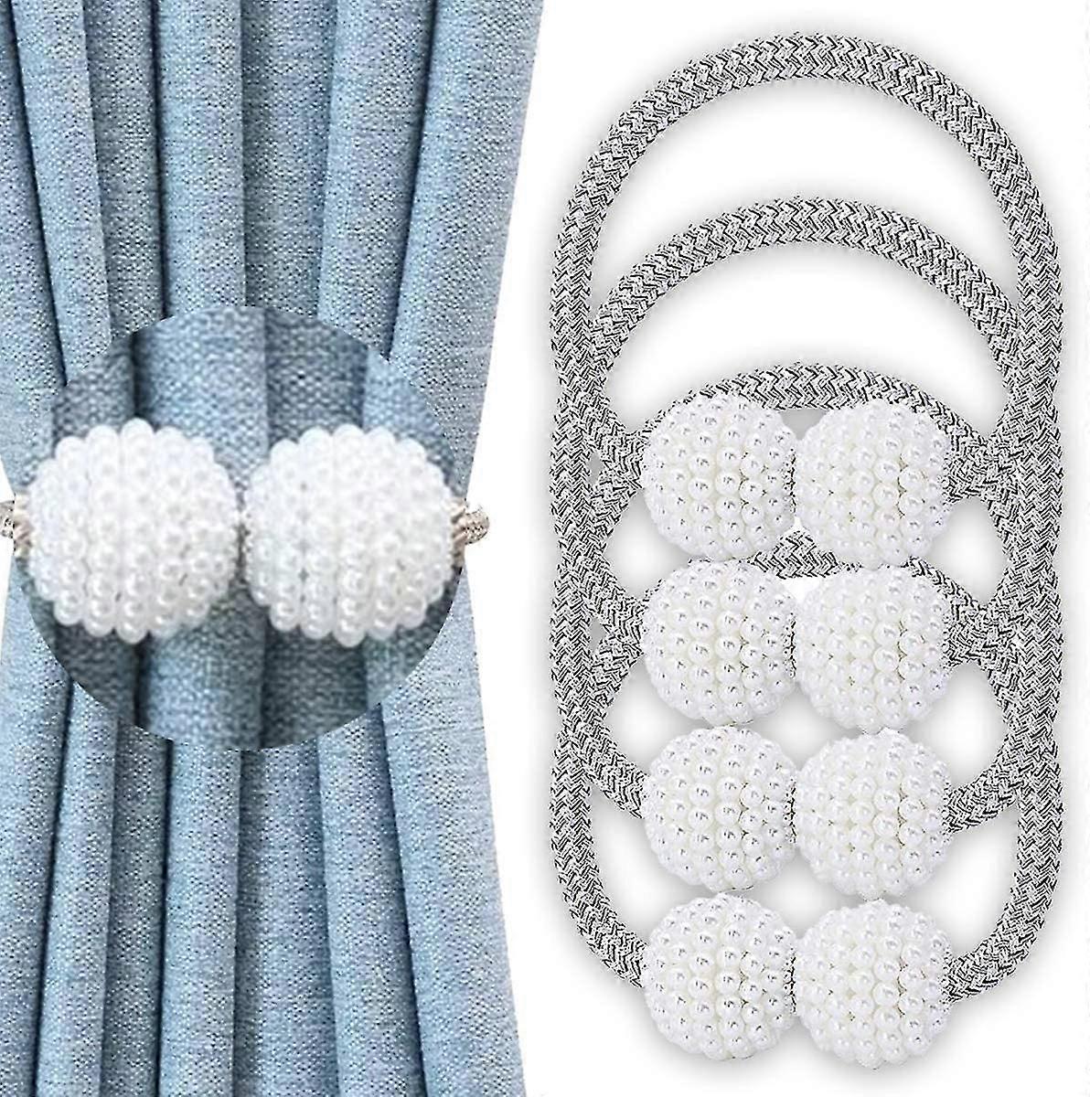 4 Pack Magnetic Curtain Tiebacks Drape Tie Backs,silver Gray