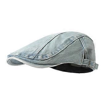 Unisex Light Wash Denim Flat Cap  Adjustable Cotton Gatsby Newsboy Hat, Vintage Scally Cap, Casual Flat Ivy Cabbie Driving Hat for Men and Women, Ligh