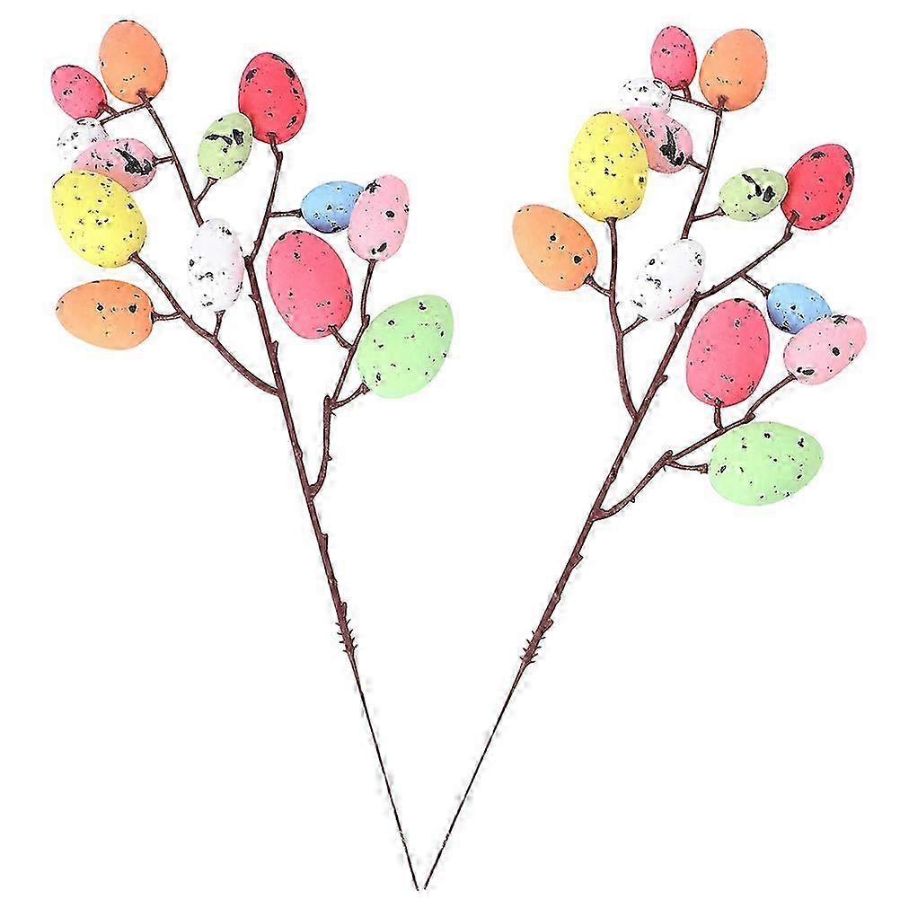 Spotted Easter Egg Tree Branches compatible with Decor 2Pcs Creative Easter Egg Stems