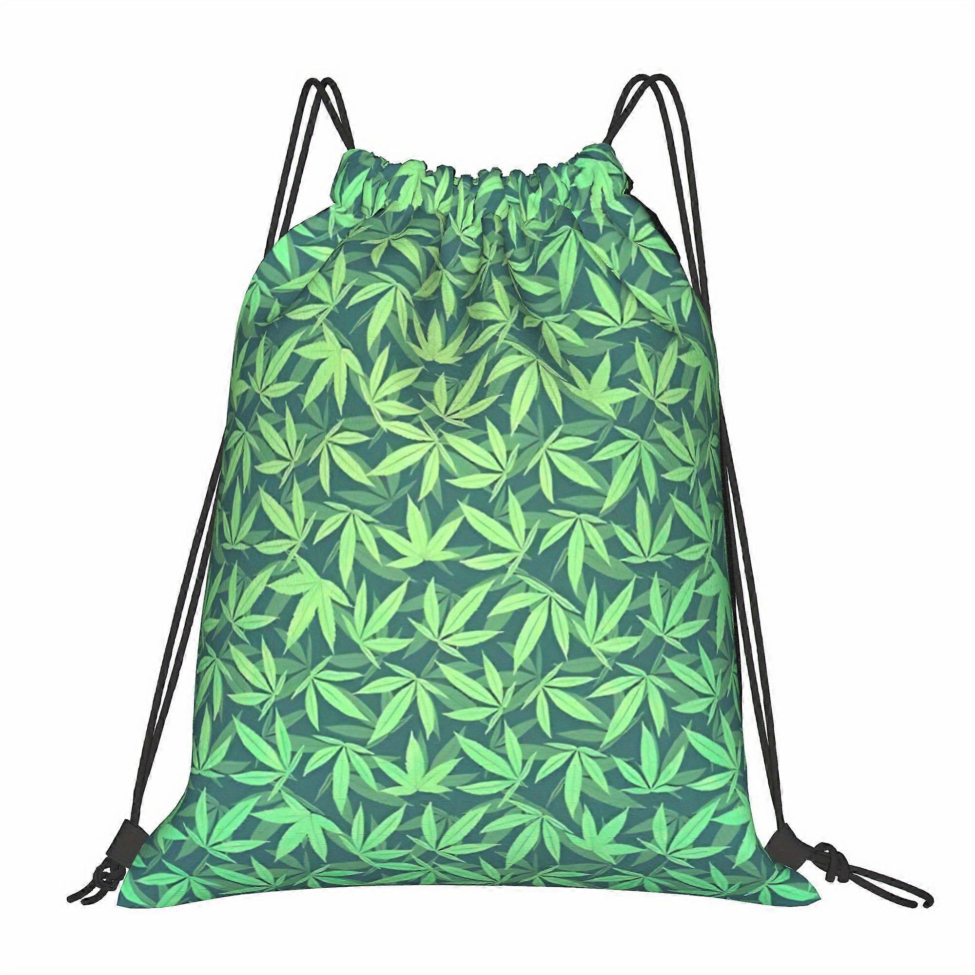 Hemp 420 Marijuana Pattern Drawstring Bags-Cqazw