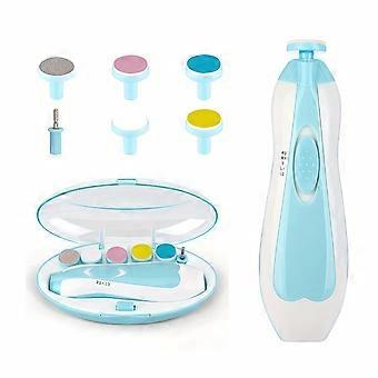 Portable Electric Nail Grinder, AA Battery Powered, 6-Function Safe Nail File and Trimmer with Cushion and LED Light
