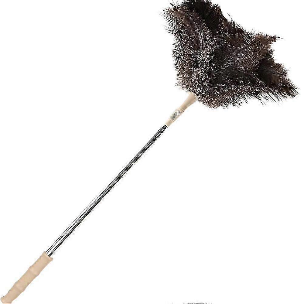 Retractable duster for dusting with ostrich feather head