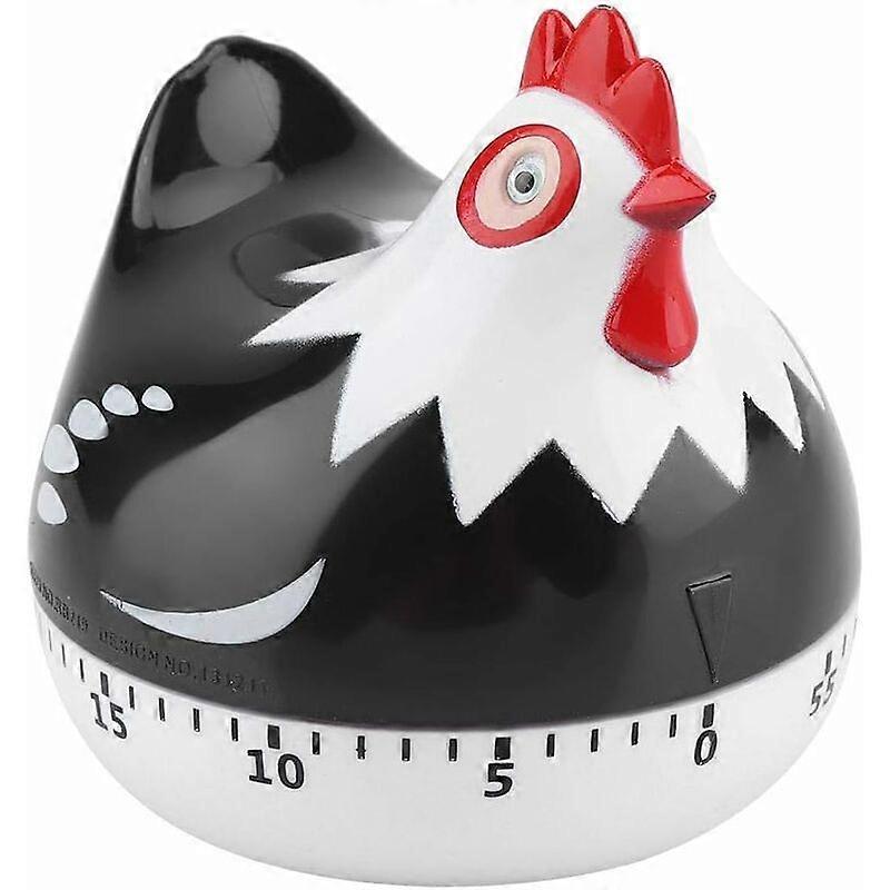 Cartoon Chicken Kitchen Timer, Cute Rotating Mechanical Cooking Timer Kitchen Timer Reminder Countdown Cooking Timer with Loud Alarm (Black)