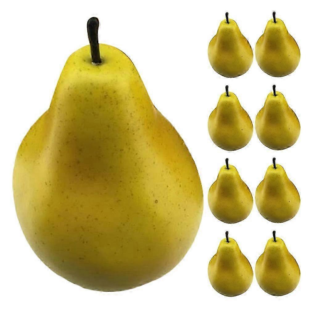 9Pcs Plastic Artificial Yellow Pears Decoration for Kitchen Table Centerpiece