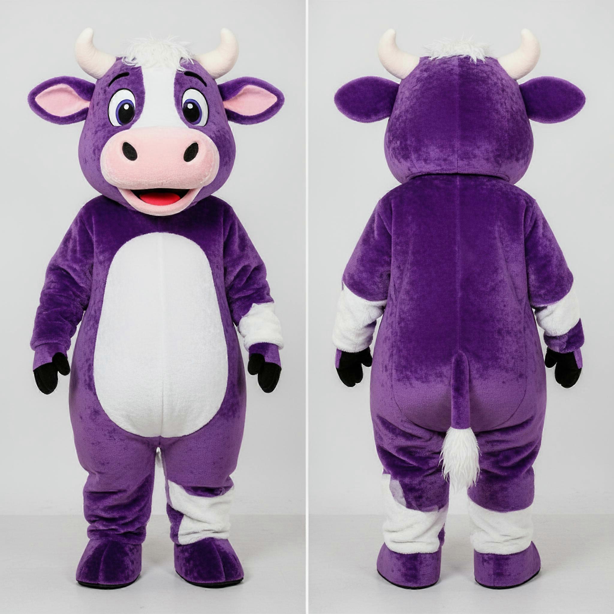 MASTICOT Purple Rounded Hereford Cow Mascot