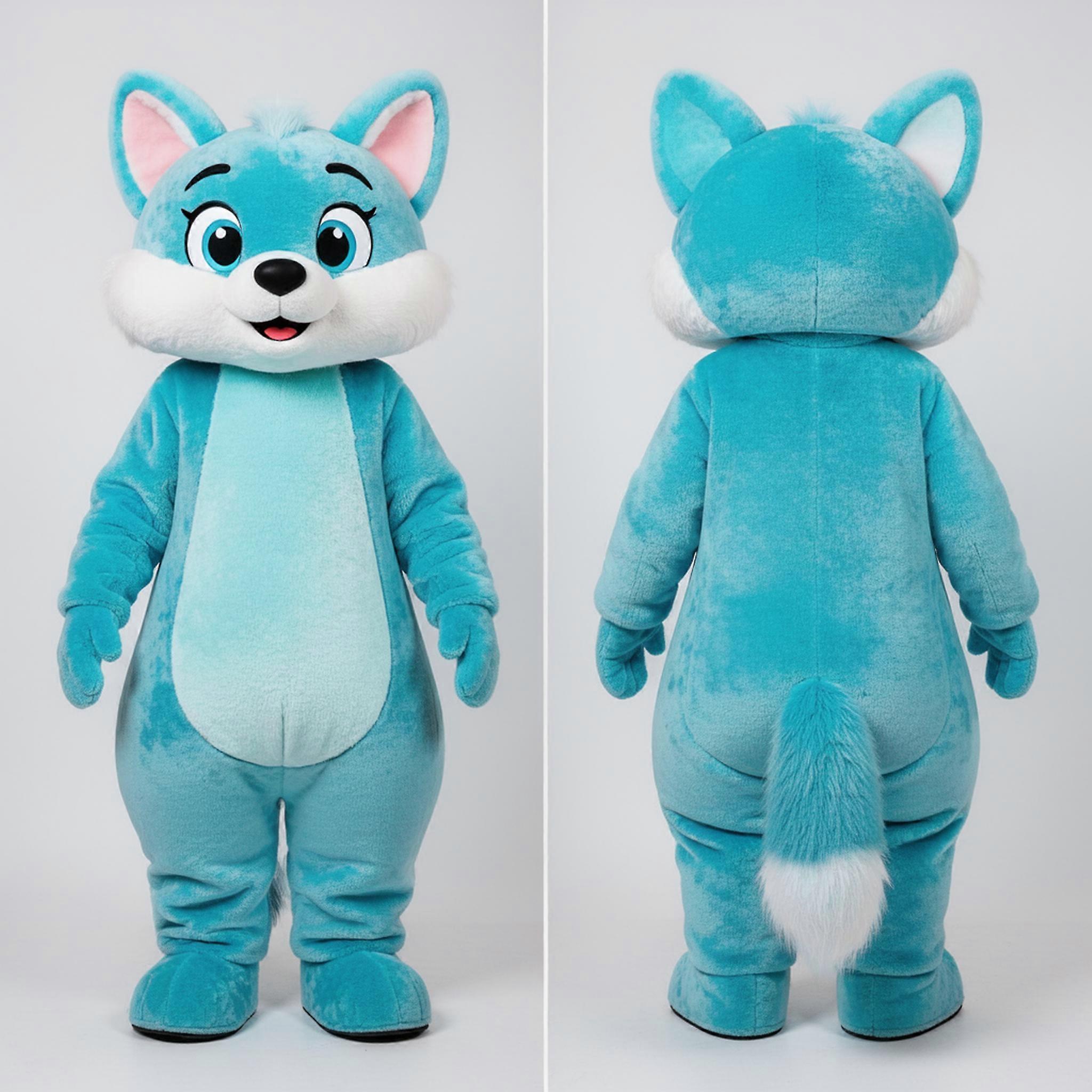 MASTICOT Cyan Plush Ermine Mascot