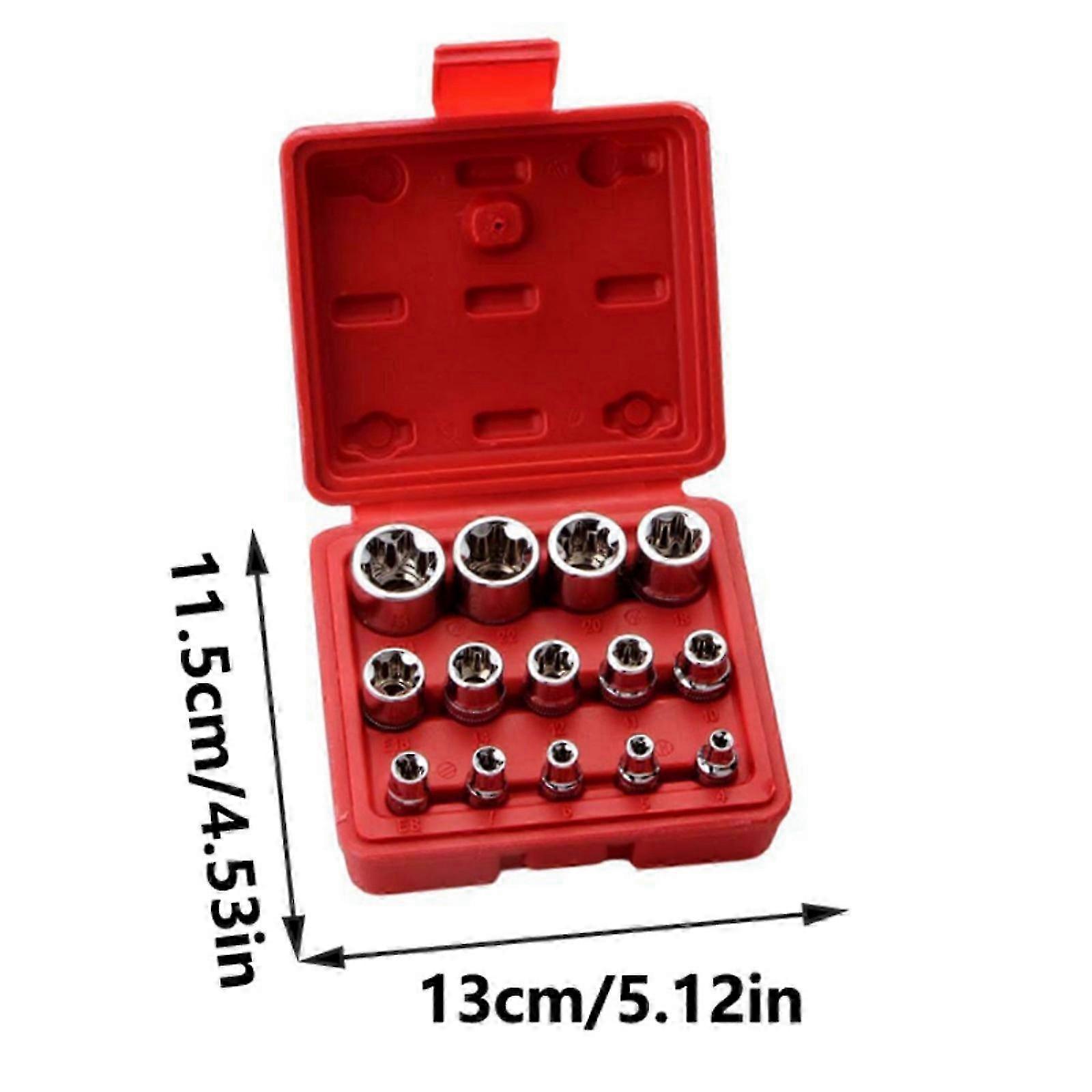 14Pcs Female E Star Socket Set E4-E24 External Hexagonal Socket Insert Nut Combination Metalworking Socket Automotive Use Blue