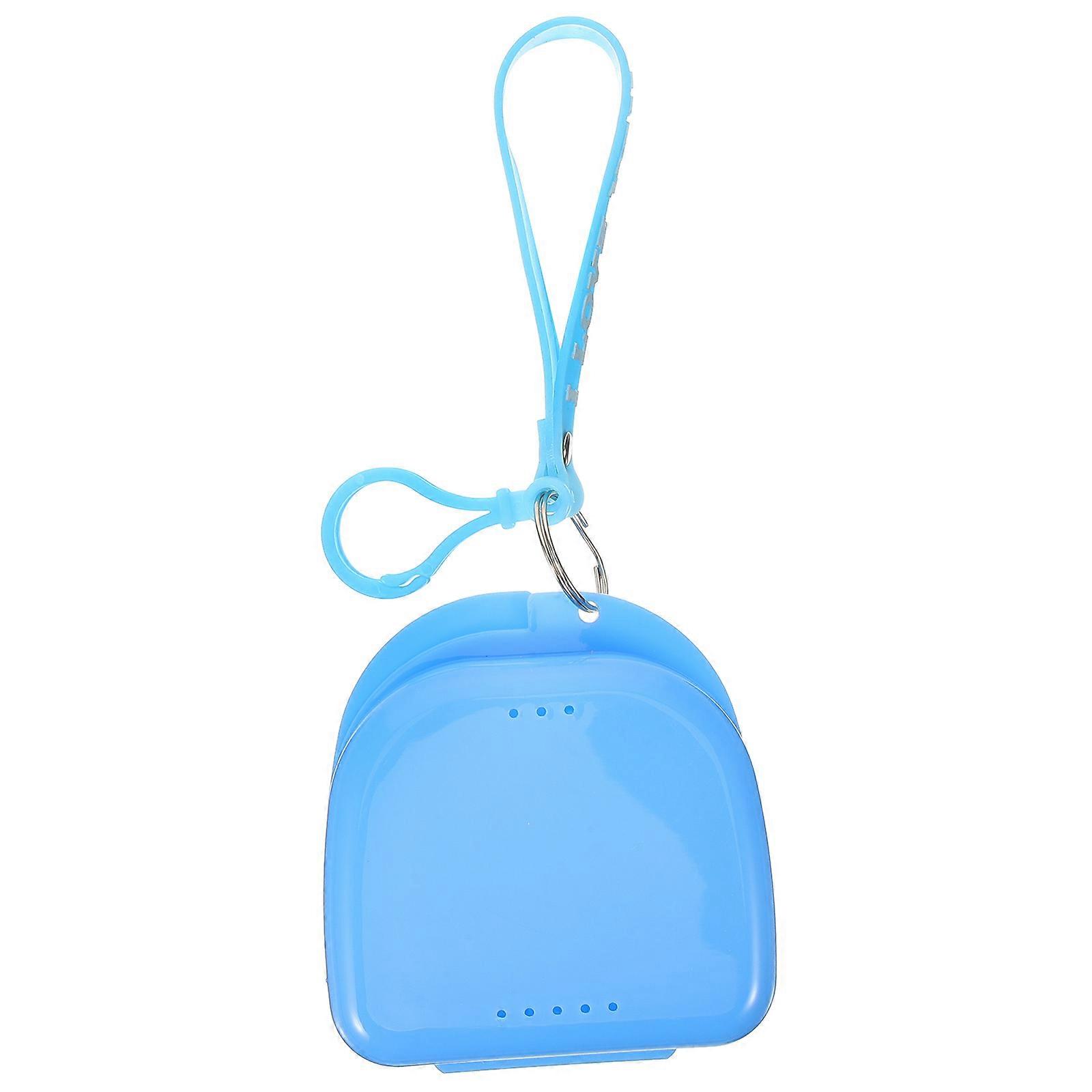 Plastic Retainer Case Denture Holder for Storage Blue Small Box