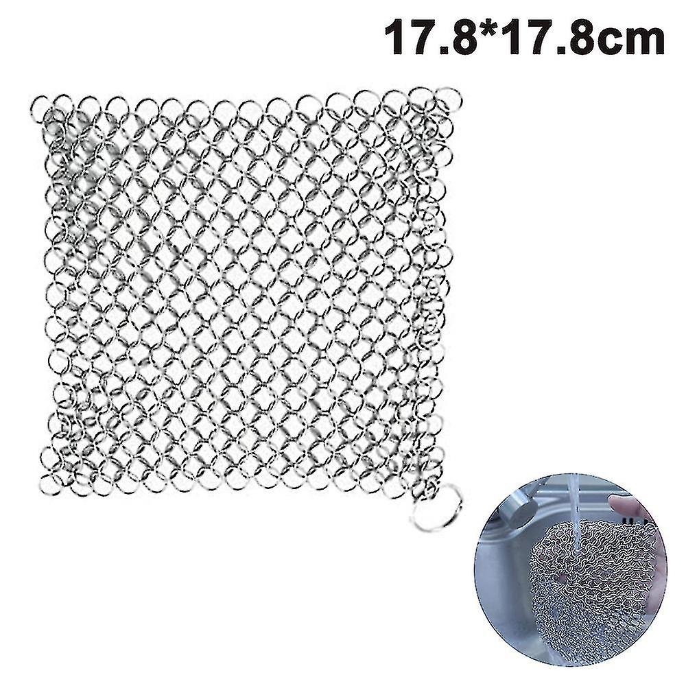 Hulless Chainmail Scrubber Stainless Steel Cast Iron Cleaner, Durable Anti-rust Scrubber For Pots, Skillets, Griddle Pans, Bbq Grills And More, With H