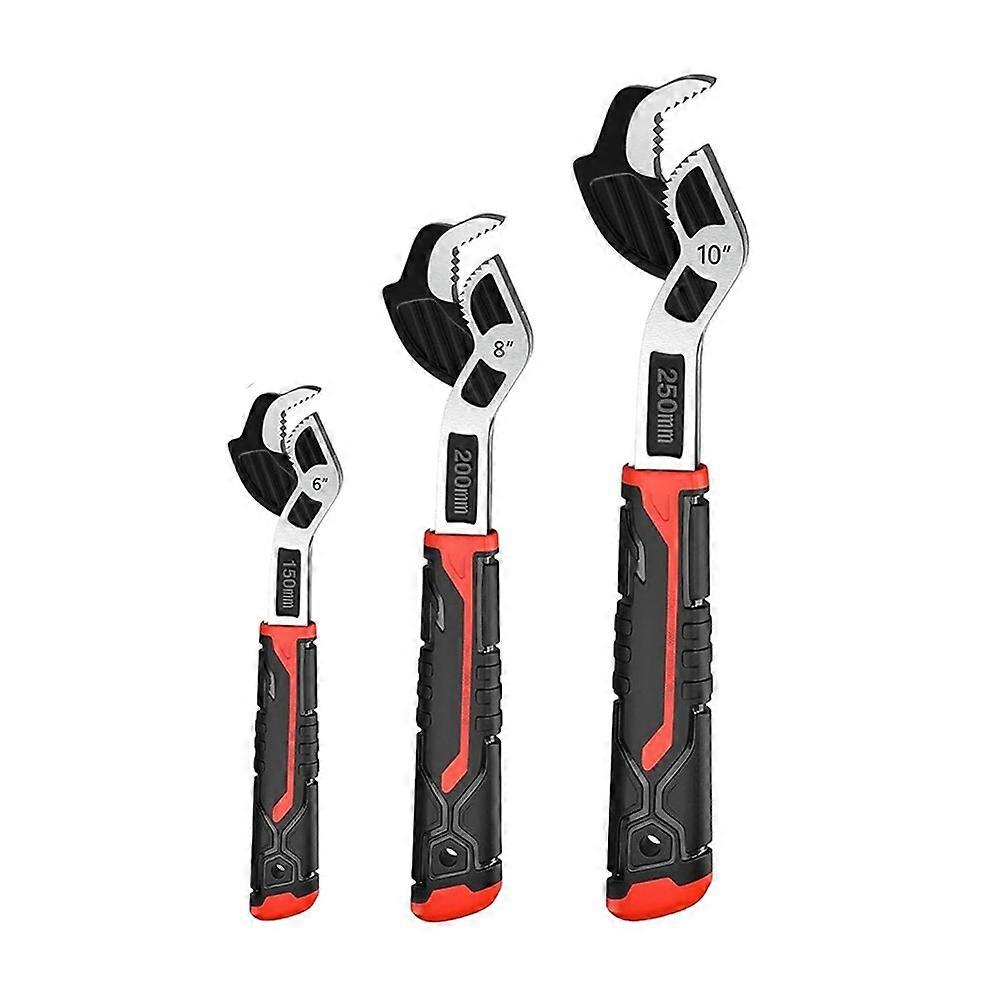 6" 8" 10" Multi-Function Self-Locking Pipe Wrench Set, Steel,Plumbers Wrench with Self Tightening Function