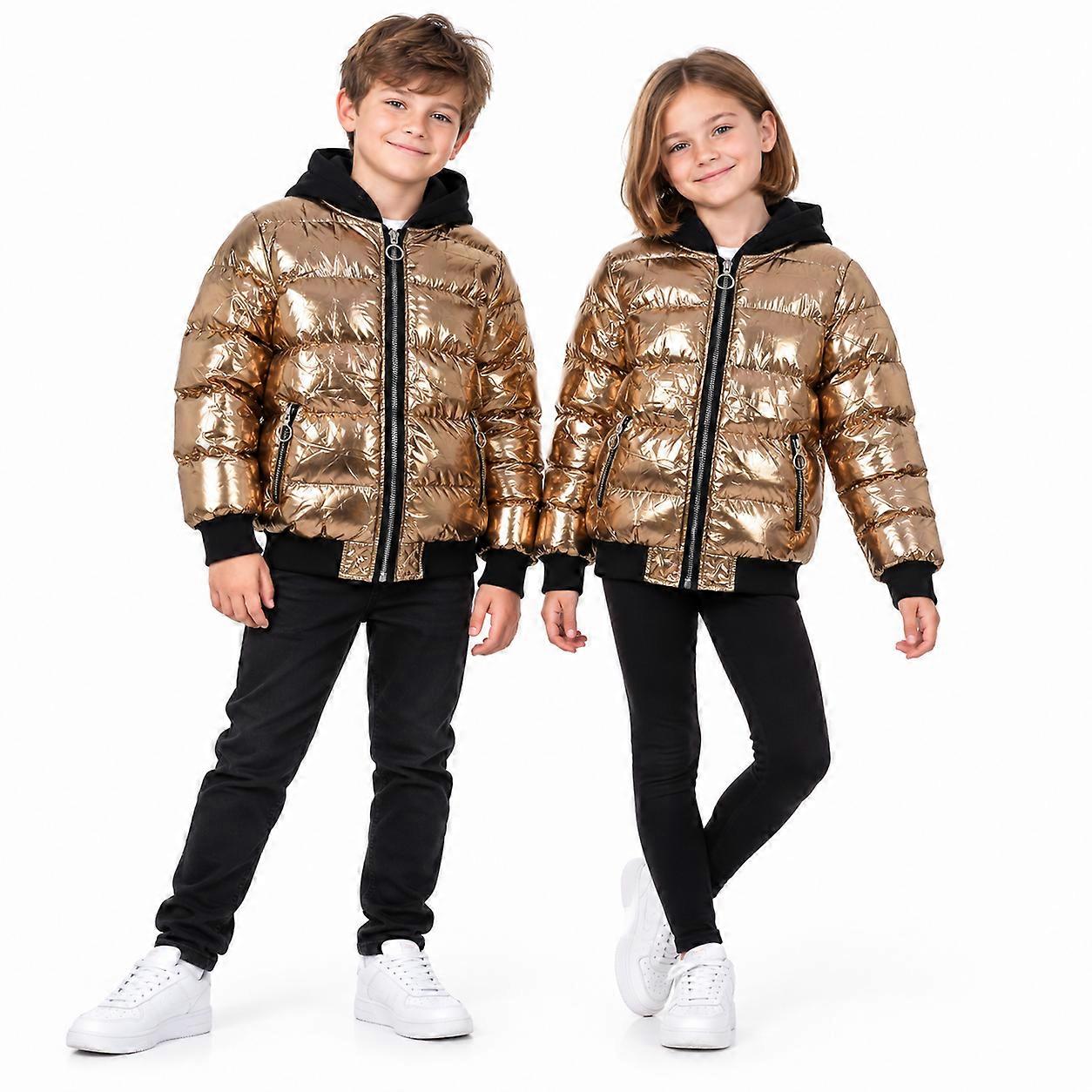 Unisex Padded Jacket Metallic Wet Look Bubble Coat