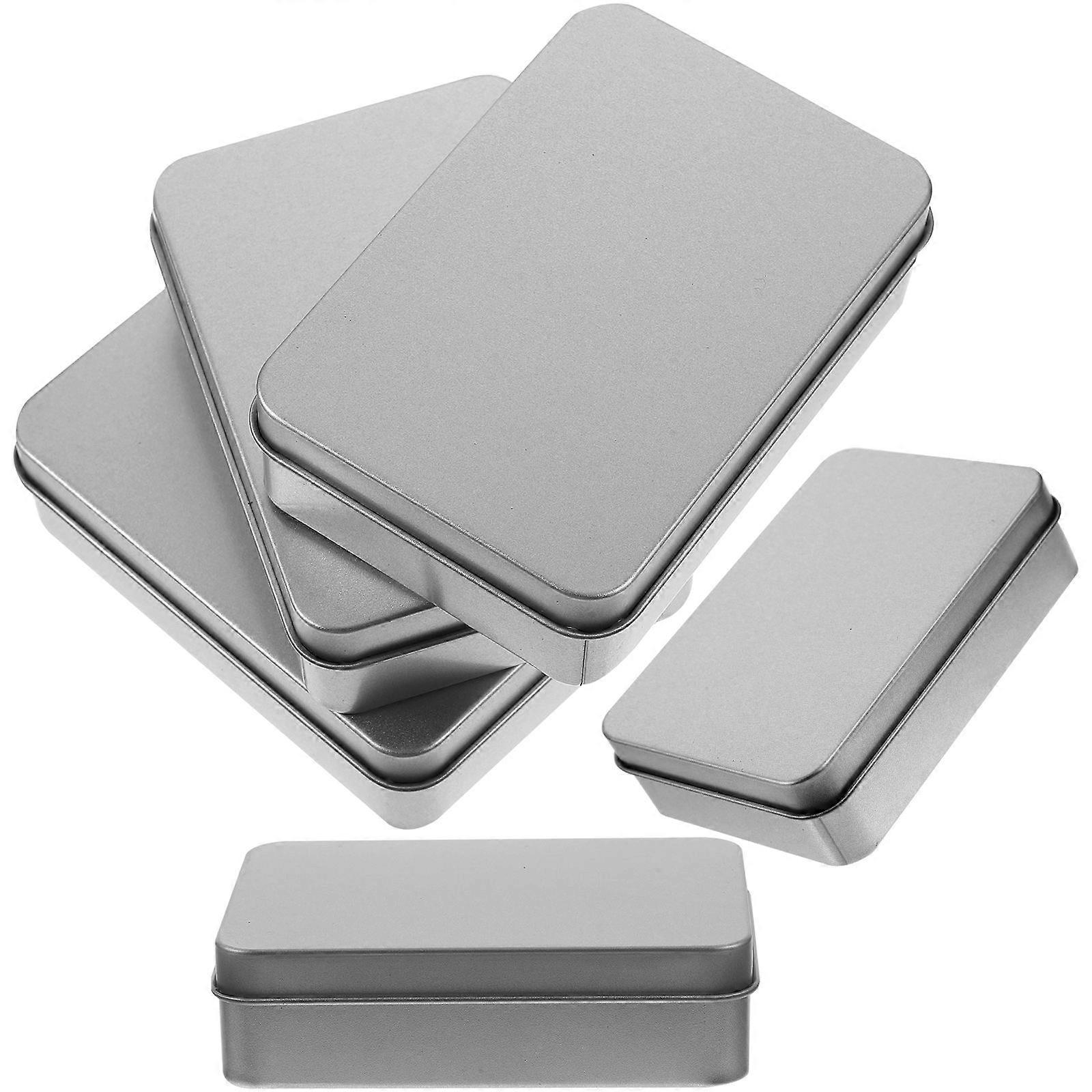 Candy Storage Tinplate Boxes for Gift Storage 5Pcs Silver Container