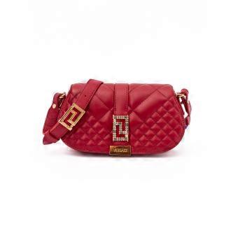 Versace Red Leather Quilted Shoulder Strap Bag
